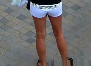 Girl in white shorts
